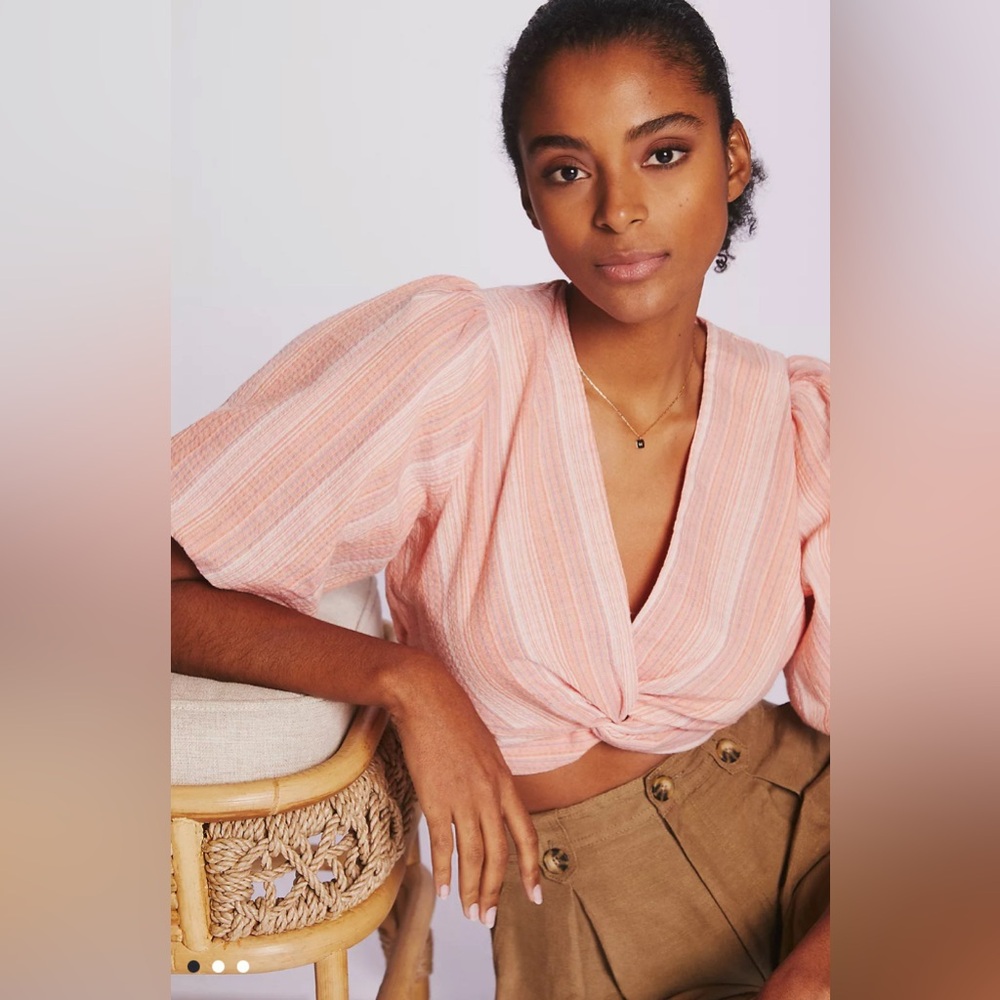 Anthropologie Dolan Left Coast Twist-Front Crop Top